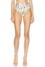 Agua by Agua Bendita Jengibre Bikini Bottom in Ivory, Green, & Pink, view 1, click to view large image.