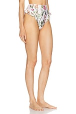 Agua by Agua Bendita Jengibre Bikini Bottom in Ivory, Green, & Pink, view 2, click to view large image.