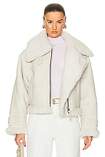AGOLDE x Shoreditch Ski Club Lola Shearling Jacket in Natural & White, view 1, click to view large image.