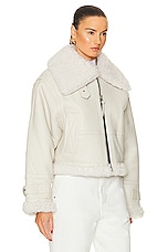 AGOLDE x Shoreditch Ski Club Lola Shearling Jacket in Natural & White, view 3, click to view large image.
