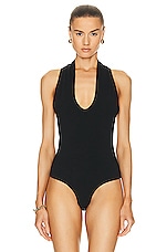 AGOLDE Azima Bodysuit in Black, view 2, click to view large image.