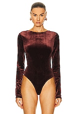 AGOLDE Corrin Scoop Back Bodysuit in Chocolate Milk, view 2, click to view large image.