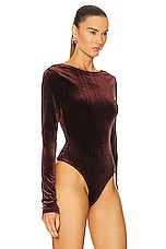 AGOLDE Corrin Scoop Back Bodysuit in Chocolate Milk, view 3, click to view large image.