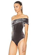 AGOLDE Bree Banded Bodysuit in Shark, view 4, click to view large image.
