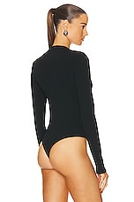 AGOLDE Zena Deep V Bodysuit in Black, view 4, click to view large image.