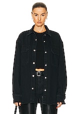 AGOLDE Camryn Upsized Denim Shirt in Crushed, view 1, click to view large image.