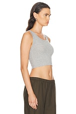 AGOLDE Cropped Poppy Tank in Grey Heather, view 2, click to view large image.