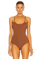 AGOLDE Dhalia Scoop Bodysuit in Caramel, view 3, click to view large image.