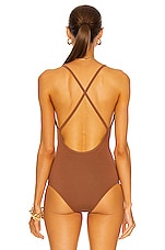 AGOLDE Dhalia Scoop Bodysuit in Caramel, view 5, click to view large image.