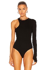 AGOLDE Bea Cutaway Bodysuit in Black, view 2, click to view large image.