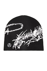 Aries Dragon Skeleton Beanie in Black, view 1, click to view large image.