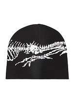 Aries Dragon Skeleton Beanie in Black, view 2, click to view large image.