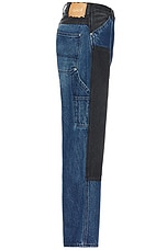 Aries Colourblocked Denim Carpenter Jean in Black & Blue, view 3, click to view large image.