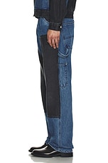 Aries Colourblocked Denim Carpenter Jean in Black & Blue, view 6, click to view large image.