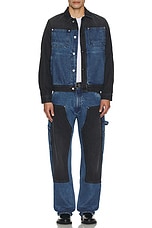 Aries Colourblocked Denim Carpenter Jean in Black & Blue, view 7, click to view large image.
