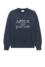 Aries Aged Aries And Destroy Diamante Sweatshirt in Navy, view 1, click to view large image.