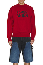 Aries J'adoro Aries Sweater in Red, view 3, click to view large image.