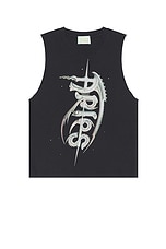 Aries Aged Giger Muscle Vest Tank in Black, view 1, click to view large image.