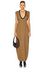 Aisling Camps Leather Crochet Cocoon Dress in Hazelnut/black, view 1, click to view large image.