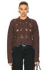 Aisling Camps Crop Cable Sweater in Brown, view 1, click to view large image.
