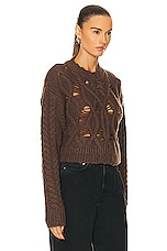 Aisling Camps Crop Cable Sweater in Brown, view 2, click to view large image.
