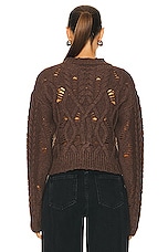 Aisling Camps Crop Cable Sweater in Brown, view 3, click to view large image.