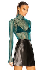 Aisling Camps Mist Turtleneck Top in Teal, view 2, click to view large image.