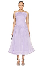 Aje Horizon Pintucked Midi Dress in LILAC, view 1, click to view large image.