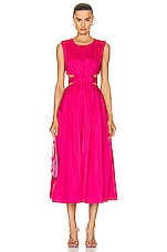 Aje Zorina Tie Midi Dress in Hot Pink, view 1, click to view large image.