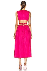 Aje Zorina Tie Midi Dress in Hot Pink, view 3, click to view large image.