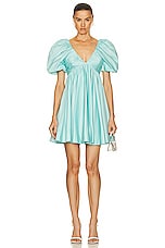 Aje Gabrielle Plunge Mini Dress in Spearmint Blue, view 1, click to view large image.