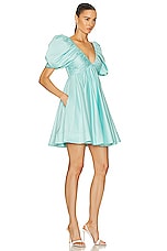 Aje Gabrielle Plunge Mini Dress in Spearmint Blue, view 2, click to view large image.