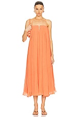 Aje Filigree Sweetheart Midi Dress in Sunset Orange, view 1, click to view large image.