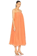 Aje Filigree Sweetheart Midi Dress in Sunset Orange, view 2, click to view large image.