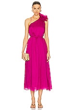 Aje Quintessa Flower Midi Dress in Deep Magenta, view 1, click to view large image.