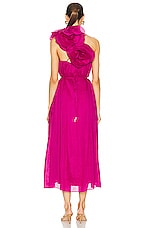 Aje Quintessa Flower Midi Dress in Deep Magenta, view 4, click to view large image.