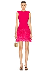 Aje Rushes Fringe Knit Mini Dress in Deep Fuschia, view 1, click to view large image.