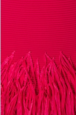 Aje Rushes Fringe Knit Mini Dress in Deep Fuschia, view 4, click to view large image.
