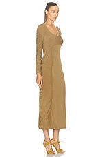 Aje Cini Gathered Midi Dress in Khaki, view 2, click to view large image.