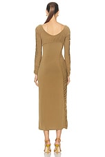 Aje Cini Gathered Midi Dress in Khaki, view 4, click to view large image.