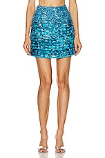 Aje Cherie Sequin Mini Skirt in Azure Blue, view 1, click to view large image.