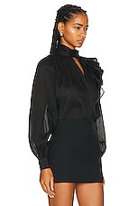 Aje Aura Frilled Tie Blouse in Black, view 2, click to view large image.