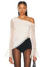 Aje Edith Draped Top in Champagne Cream, view 1, click to view large image.