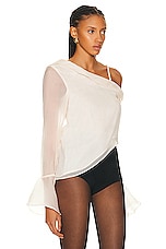 Aje Edith Draped Top in Champagne Cream, view 2, click to view large image.