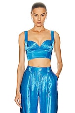 Aje Elation Pleated Bralette Top in Azure Blue, view 1, click to view large image.