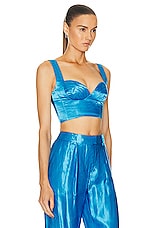 Aje Elation Pleated Bralette Top in Azure Blue, view 2, click to view large image.