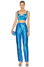Aje Elation Pleated Bralette Top in Azure Blue, view 4, click to view large image.