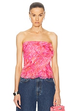 Aje Charmed Rosette Ruffle Bustier Top in Misty Rose, view 1, click to view large image.