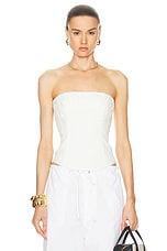 Aje Oriel Ruched Bustier in Ivory, view 1, click to view large image.