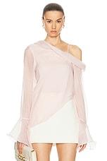 Aje Edith Draped Top in Blush Pink, view 1, click to view large image.
